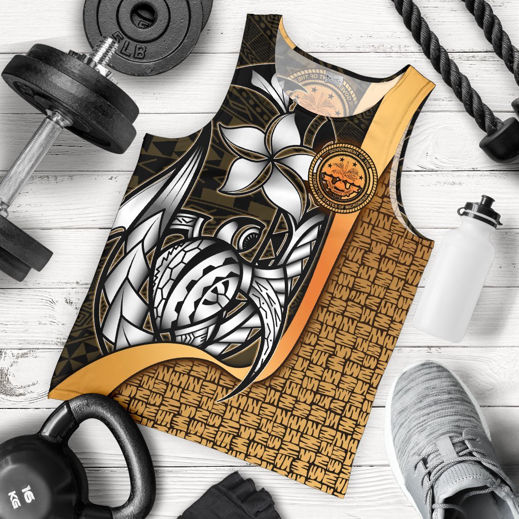 Federated States of Micronesia Men's Tank Top Gold - Turtle With Hook - Polynesian Pride