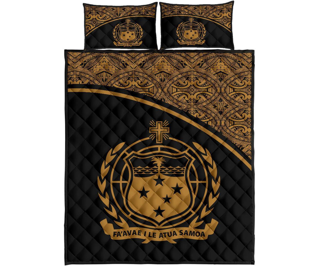 Samoa Quilt Bed Set - Samoa Coat Of Arms Yellow Curve Version Yellow - Polynesian Pride