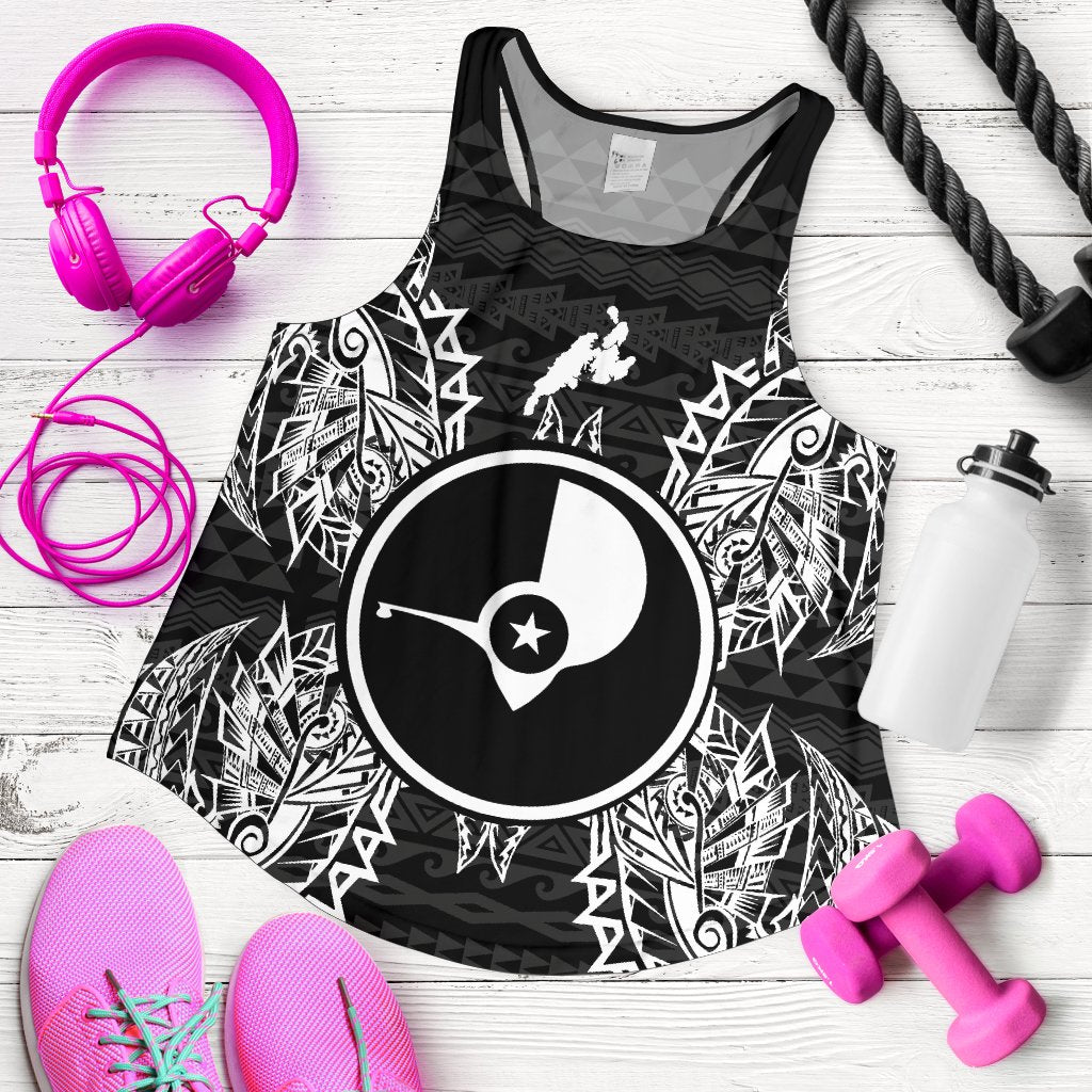 Yap Polynesian Women Tank Top Map Black - Polynesian Pride