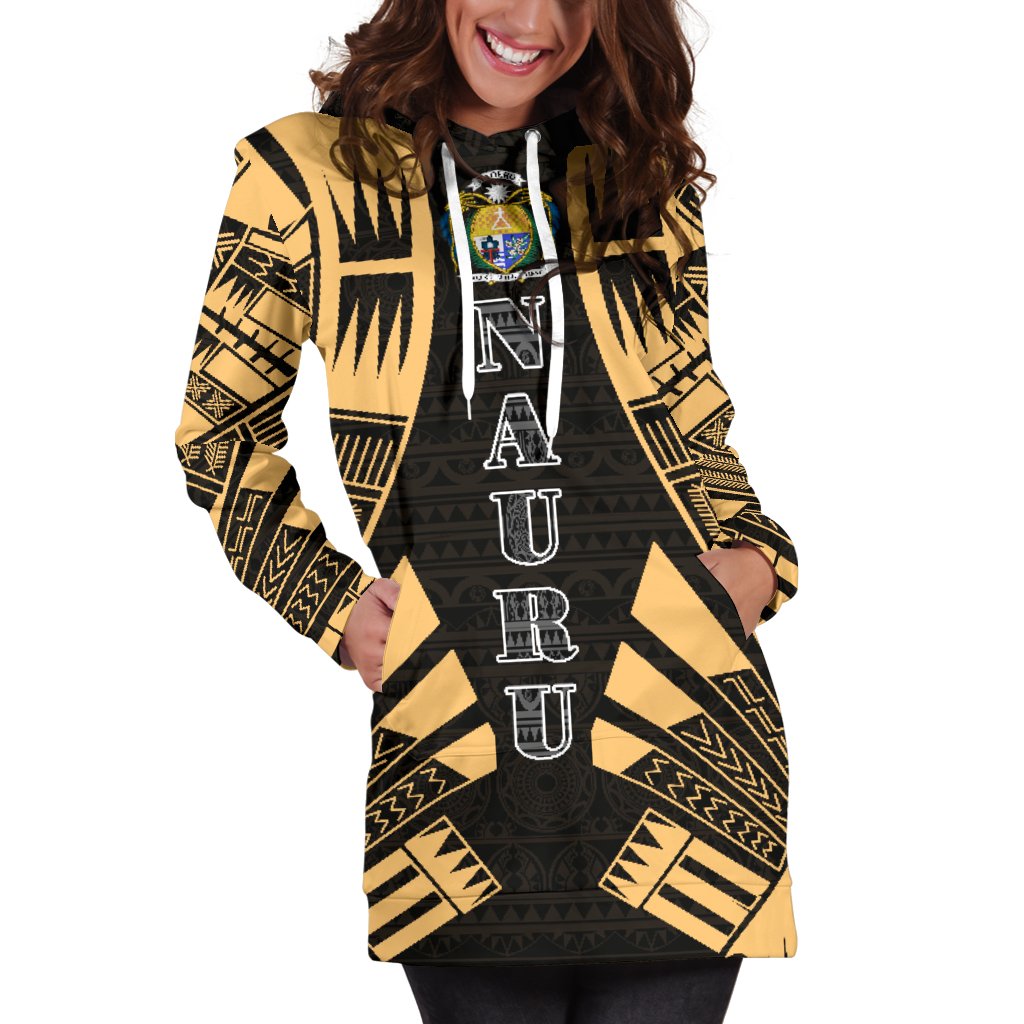 Nauru Hoodie Dress - Polynesian Tattoo Gold - Polynesian Pride