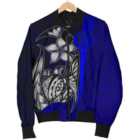 Pohnpei Micronesia Men's Bomber Jackets Blue - Turtle With Hook - Polynesian Pride