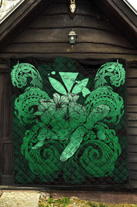 Hawaii Turtle Wave Polynesian Premium Quilt - Hey Style Green - Polynesian Pride