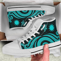 Nauru High Top Canvas Shoes - Turquoise Tentacle Turtle - Polynesian Pride