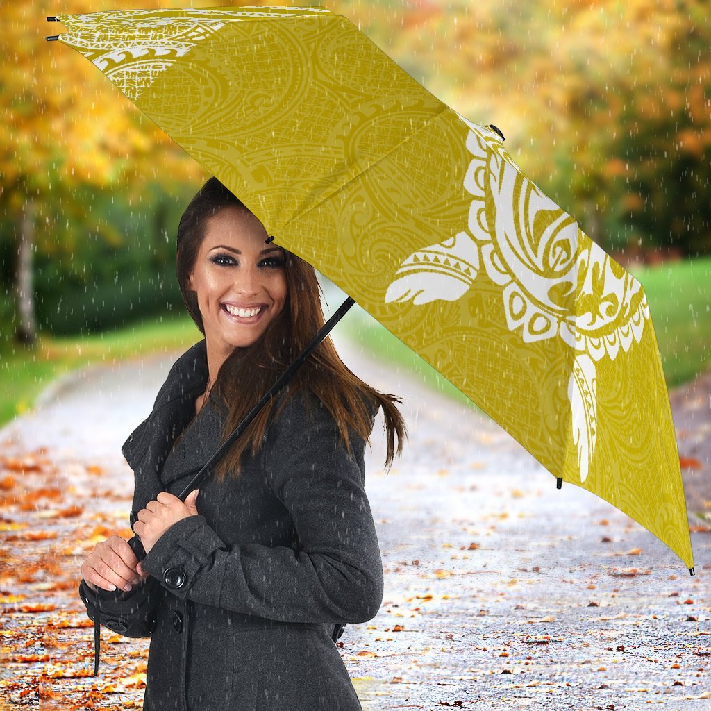 Tonga Umbrella Turtle Mermaid Polynesian Pattern White Gold - Polynesian Pride