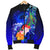 Federated States of Micronesia Men's Bomber Jacket - Humpback Whale with Tropical Flowers (Blue) - Polynesian Pride