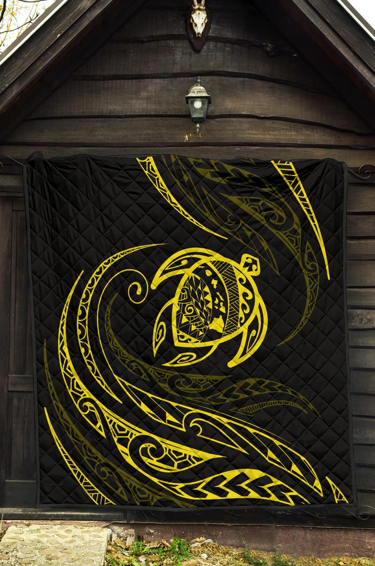 Hawaii Turtle Premium Quilt - Yellow - Frida Style - Polynesian Pride