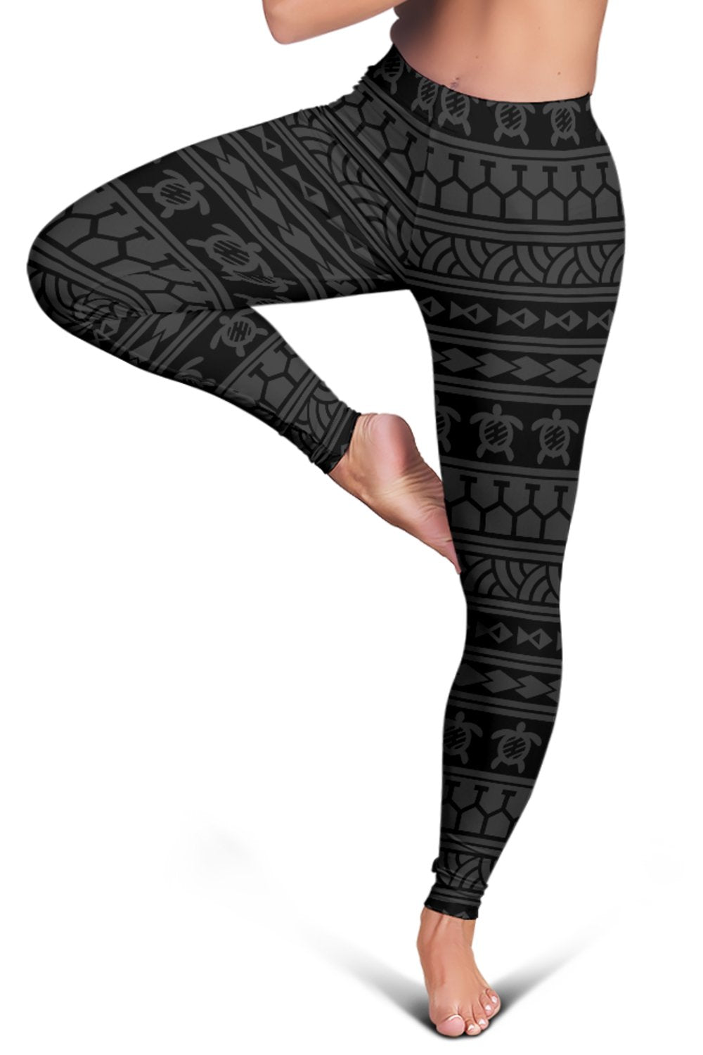 Polynesian Tattoo Tribal Gray Hawaii Women's Legging AH - Polynesian Pride