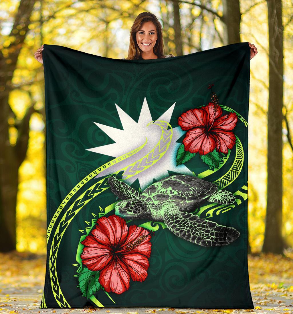 Nauru Polynesian Premium Blanket - Green Turtle Hibiscus - Polynesian Pride