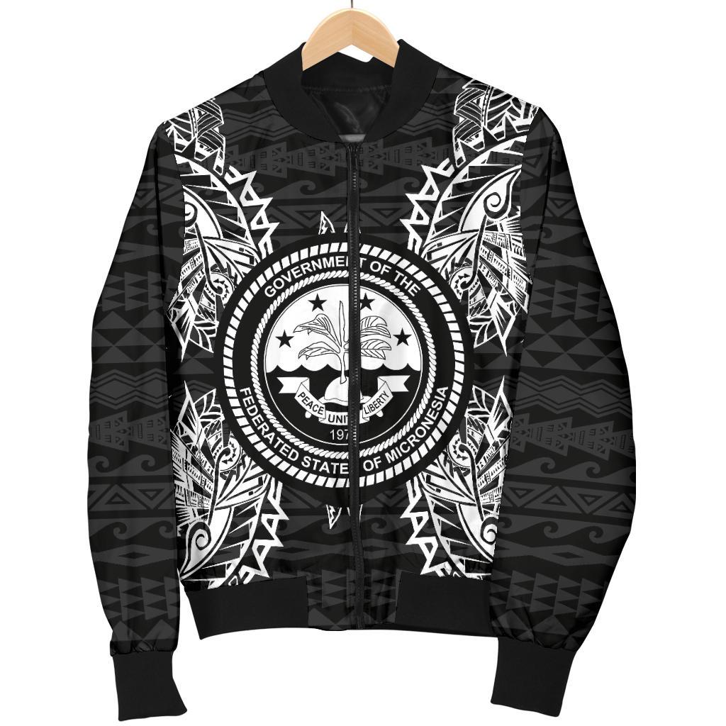 Federated States Of Micronesia Polynesian Men's Bomber Jacket Map Black - Polynesian Pride