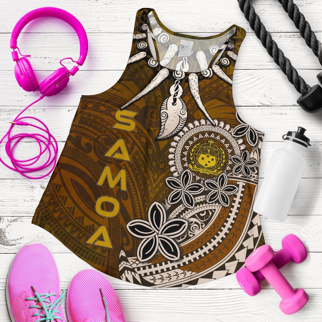 Samoa Women's Racerback Tank - Polynesian Boar Tusk Brown - Polynesian Pride