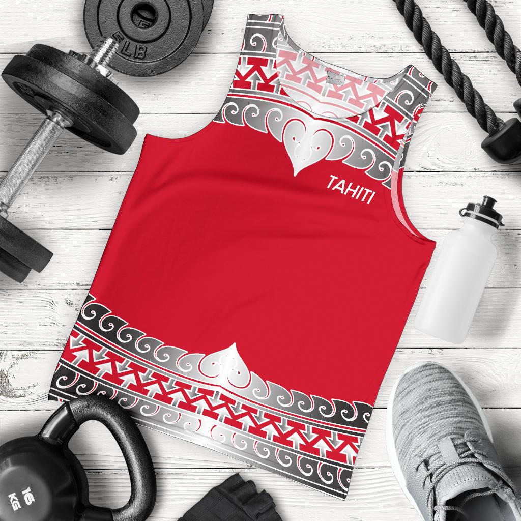 Tahiti Polynesian Men Tank Top - Wave Style Red - Polynesian Pride