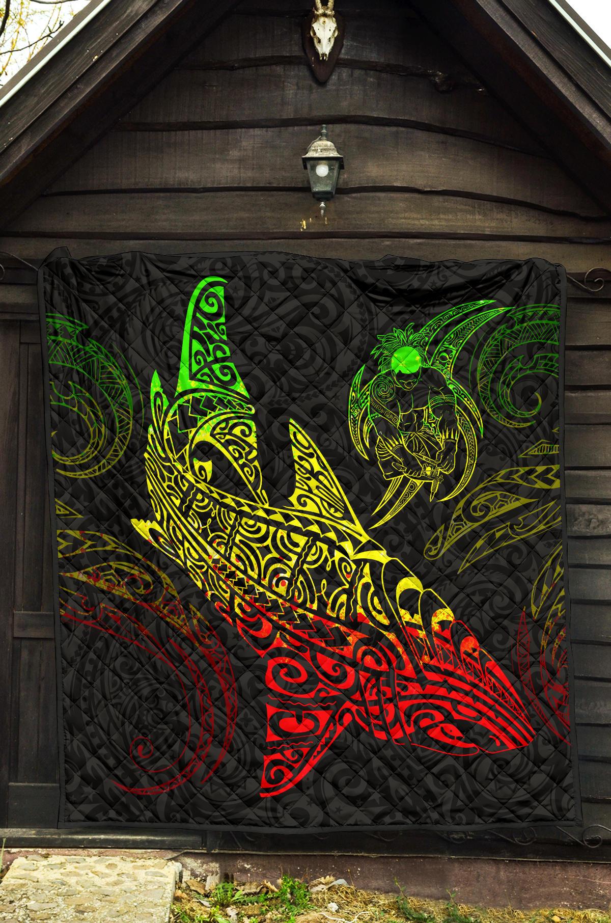 Polynesian Quilt - Polynesian Reggae Shark Warrior Tattoo - Polynesian Pride