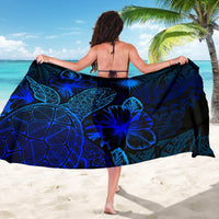 Marshall Islands Sarong - Turtle Hibiscus Pattern Blue - Polynesian Pride