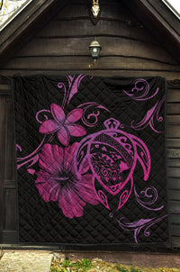 Hawaii Turtle Hibiscus Premium Quilt Pink - Polynesian Pride