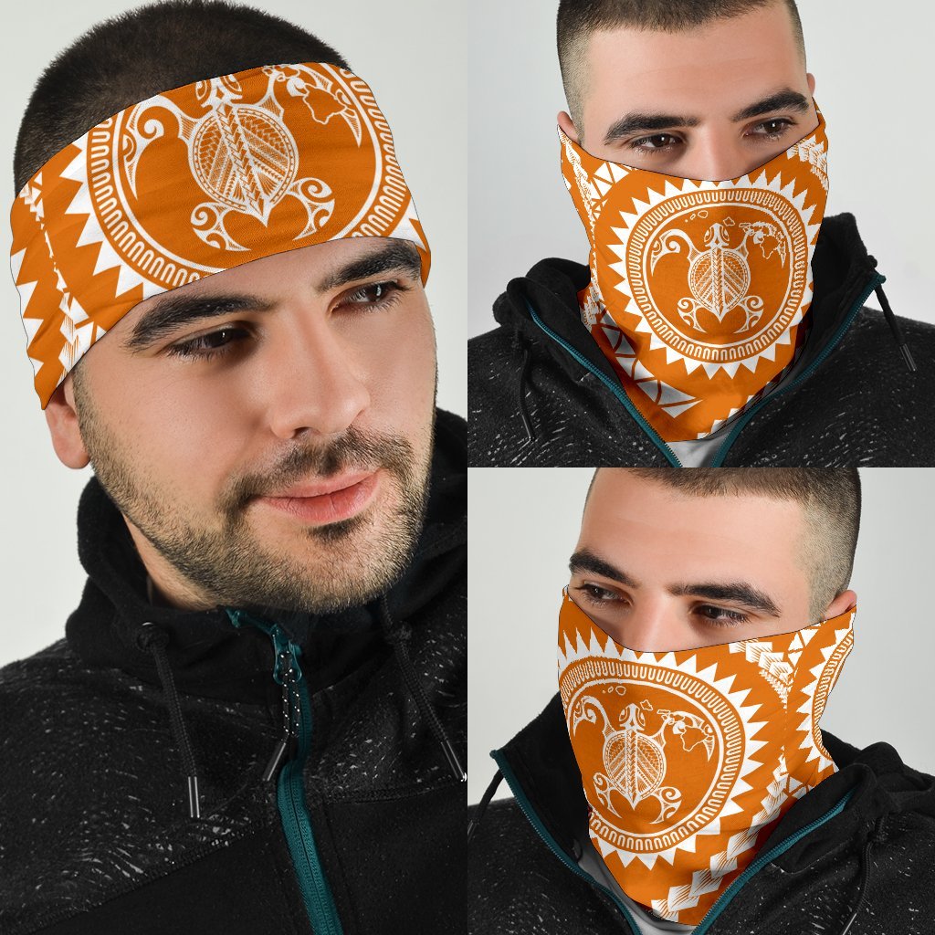 Hawaiian Turtle Map Orange Bandana 3 - Pack - Polynesian Pride