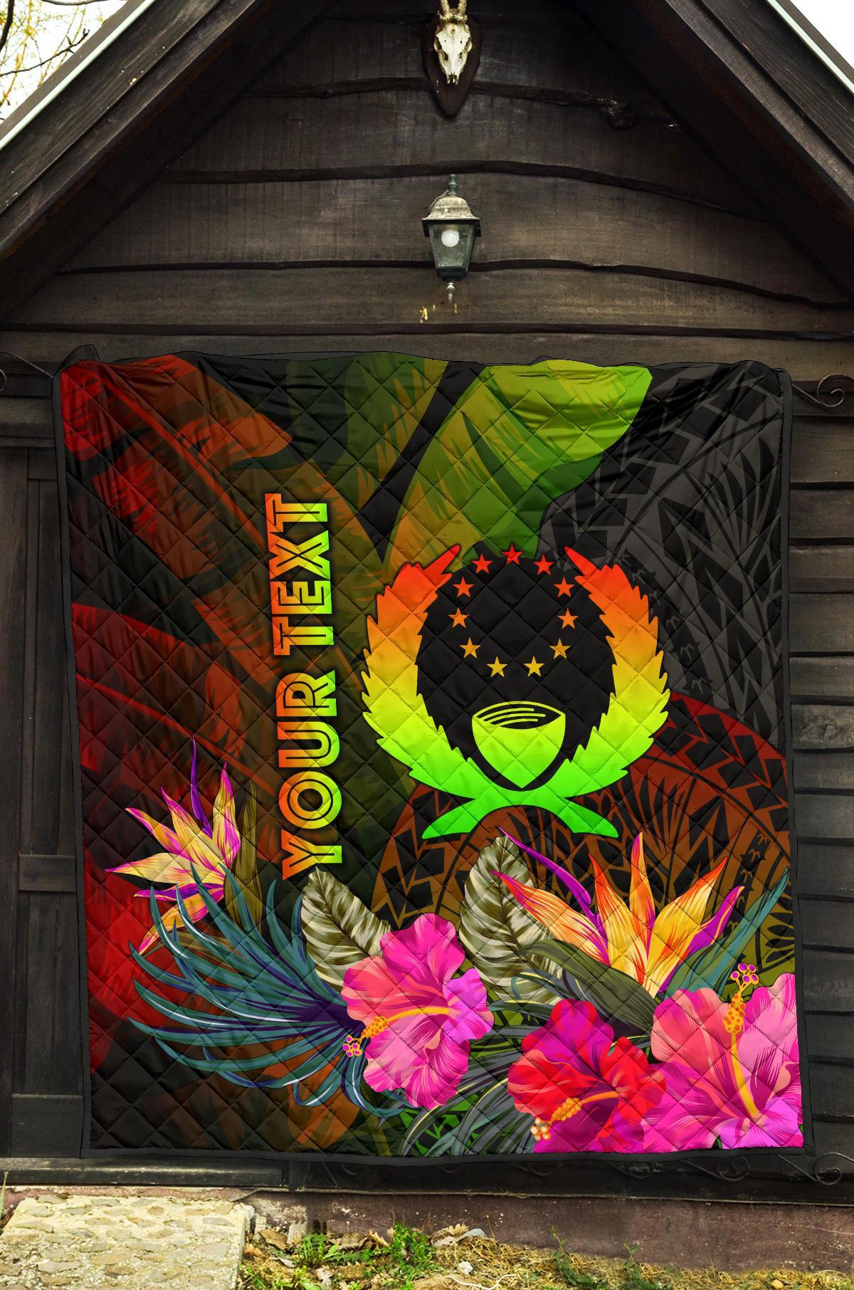 Pohnpei Polynesian Personalised Premium Quilt - Hibiscus and Banana Leaves - Polynesian Pride