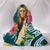 Wallis and Futuna Polynesian Hooded Blanket - Summer Plumeria (Turquoise) - Polynesian Pride