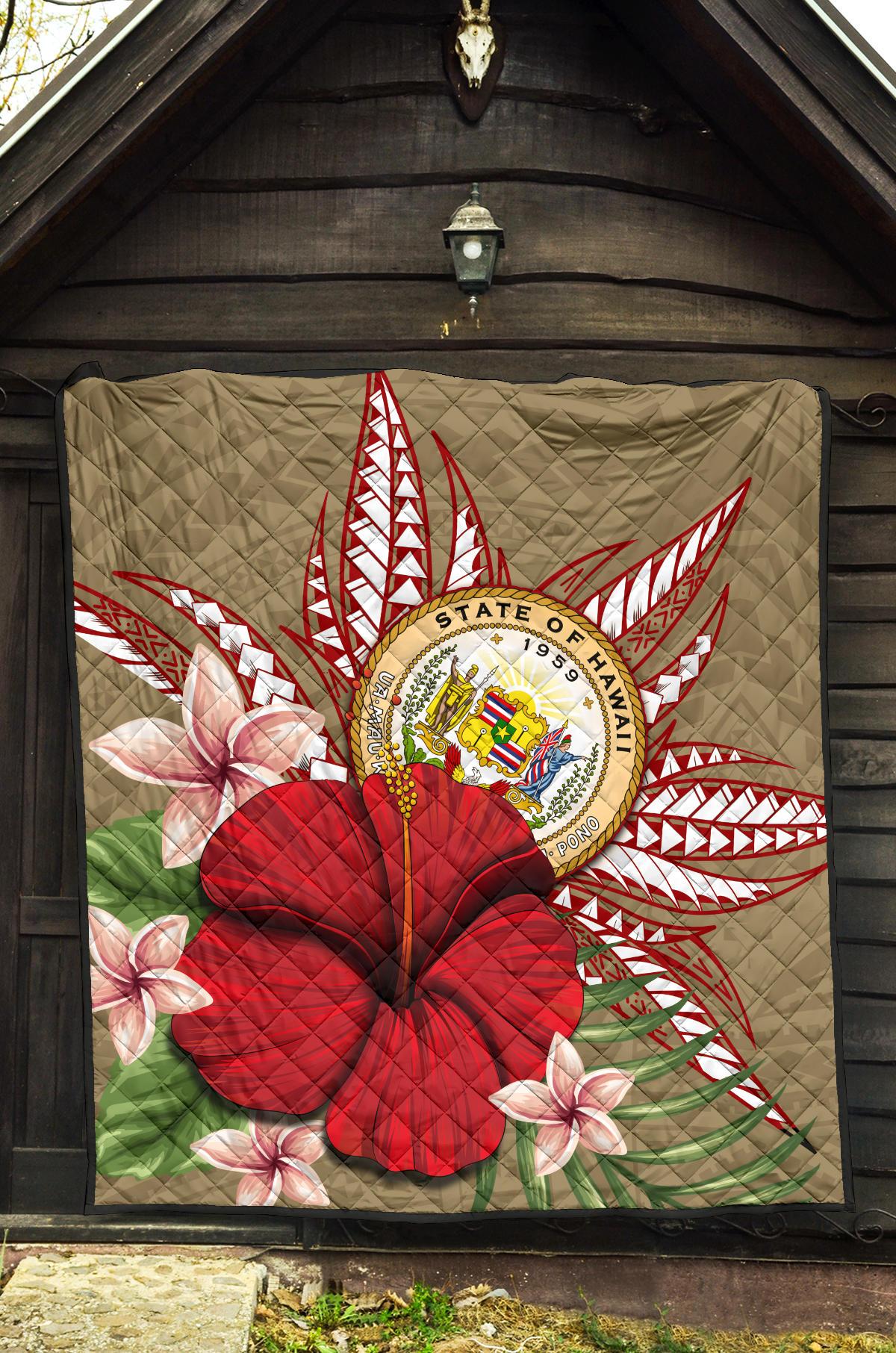Hawaii Polynesian Coat Of Arm Tropical Premium Quilt - AH - Polynesian Pride