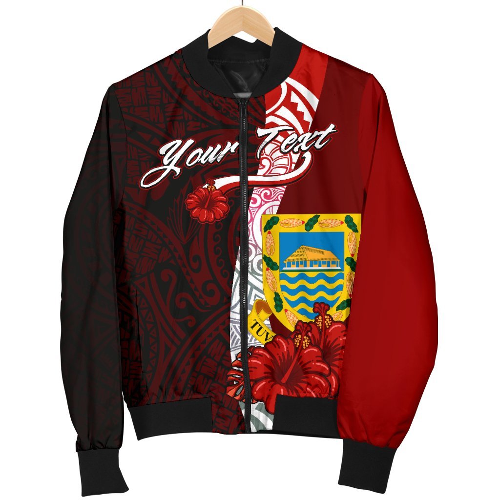 Tuvalu Polynesian Custom Personalised Men's Bomber Jacket - Coat Of Arm With Hibiscus - Polynesian Pride