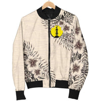 New Caledonia Men's Bomber Jacket - The Beige Hibiscus - Polynesian Pride