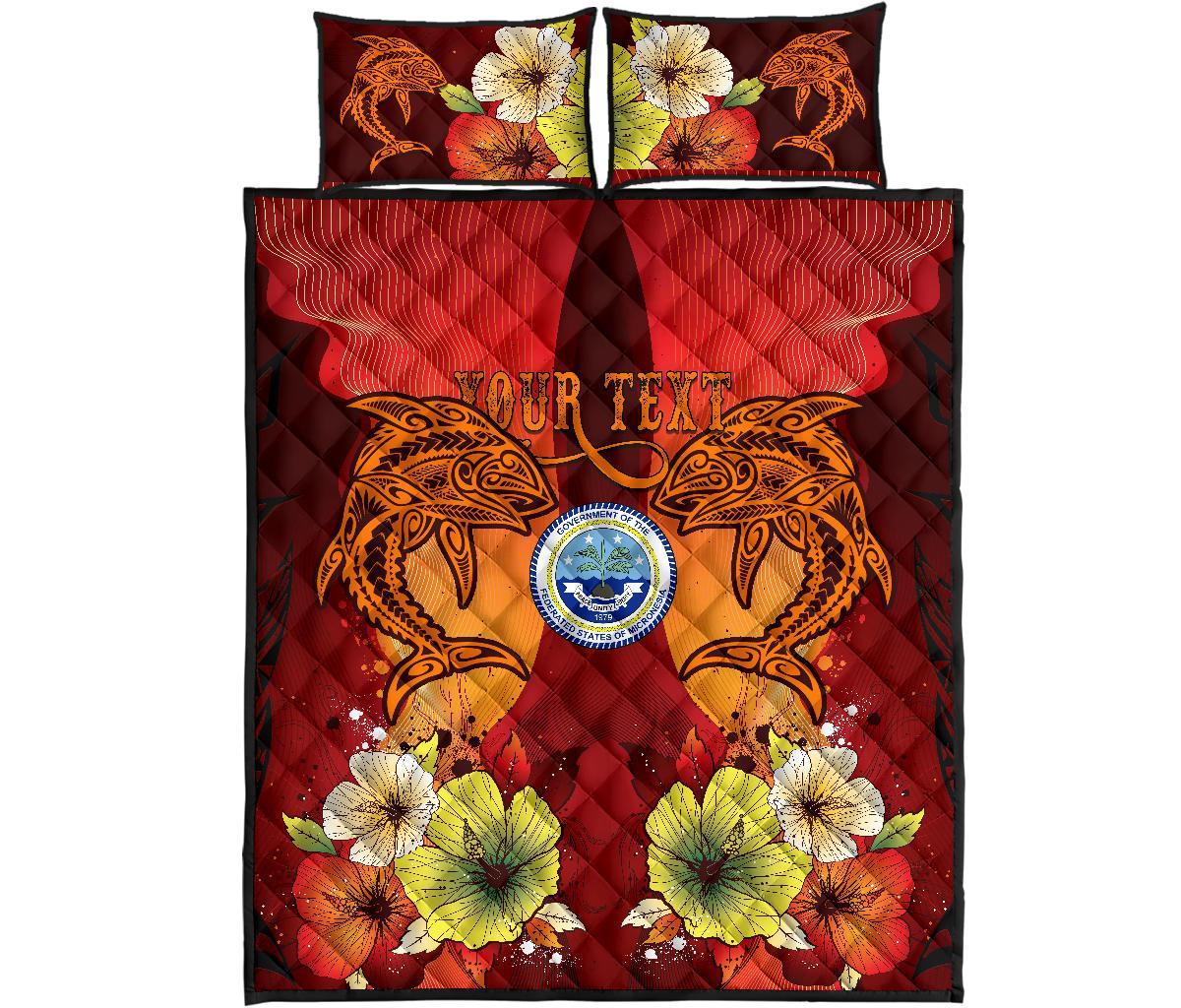 Federated States Of Micronesia Custom Personalised Quilt Bed Sets - Tribal Tuna Fish - Polynesian Pride