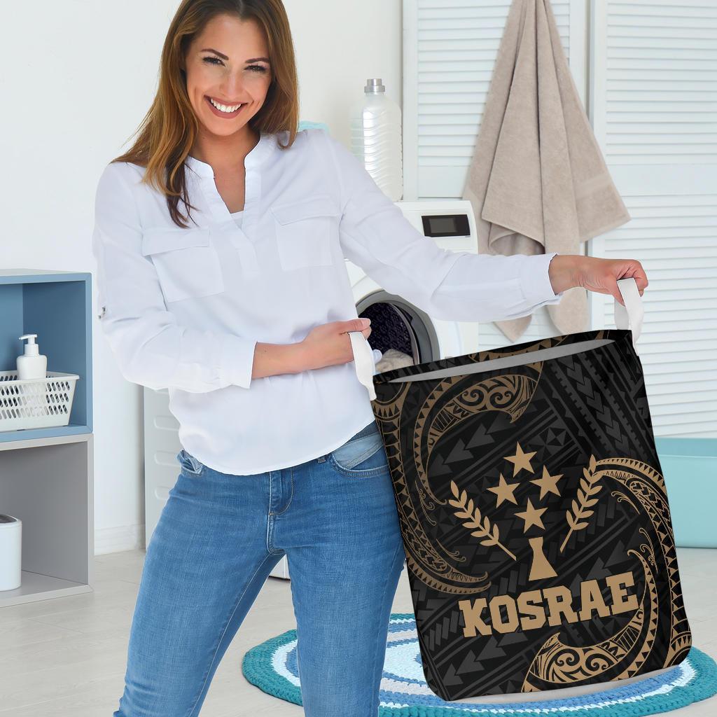 Kosrae Micronesia Laundry Basket - Gold Tribal Wave - Polynesian Pride