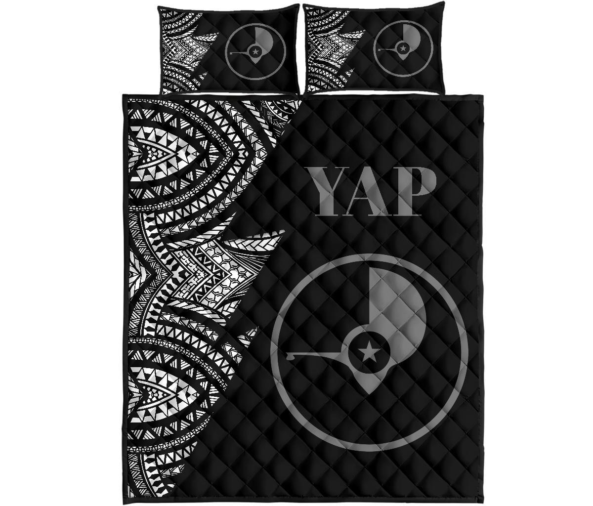 Yap Quilt Bed Set - Yap Flag Flash Version Black - Polynesian Pride