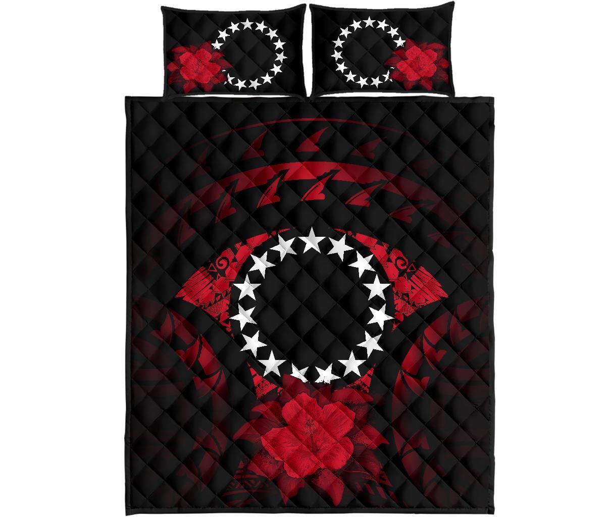 Cook Islands Polynesian Quilt Bed Set Hibiscus Red - Polynesian Pride