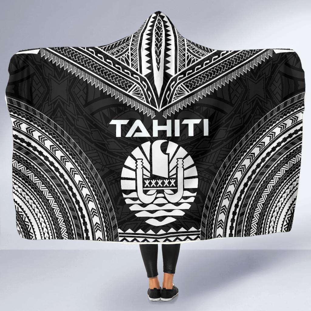 Tahiti Polynesian Chief Hooded Blanket - Black Version - Polynesian Pride