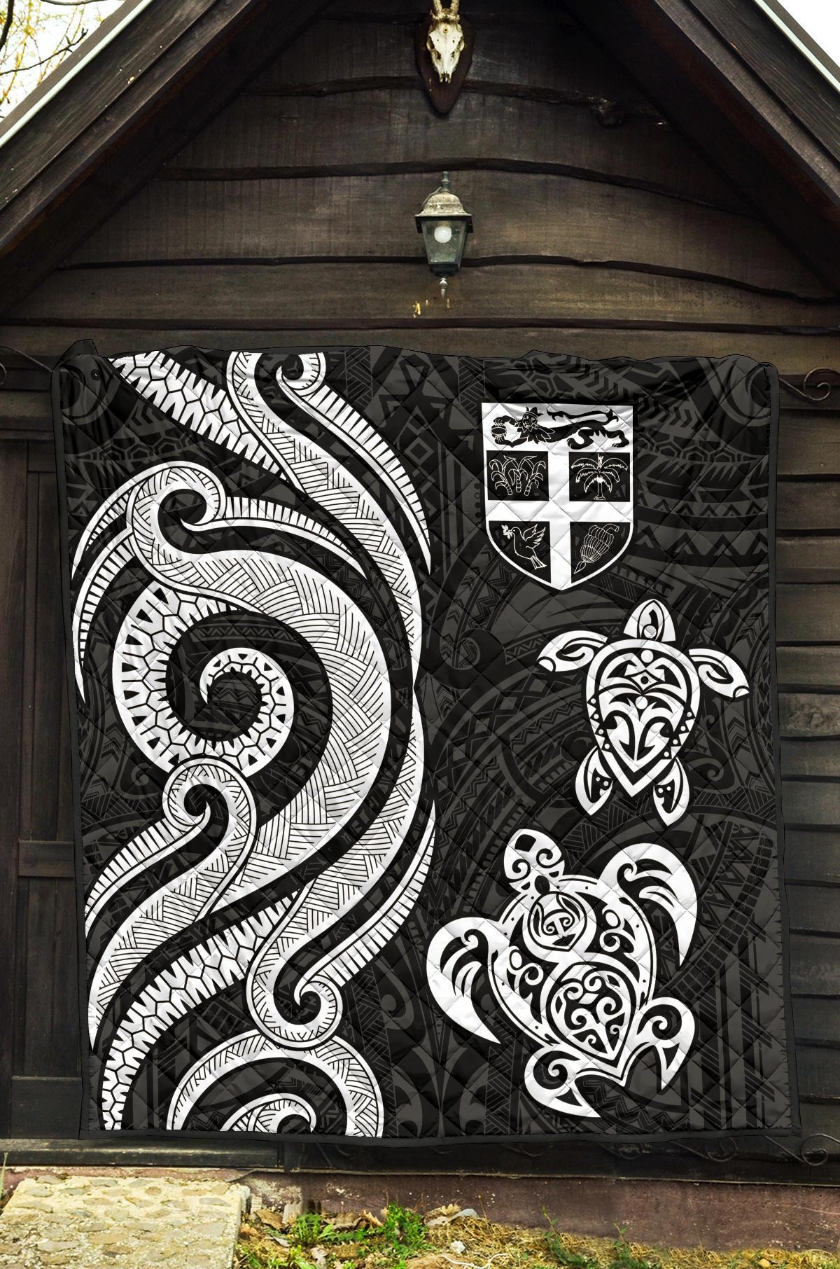 Fiji Polynesian Premium Quilt - White Tentacle Turtle - Polynesian Pride