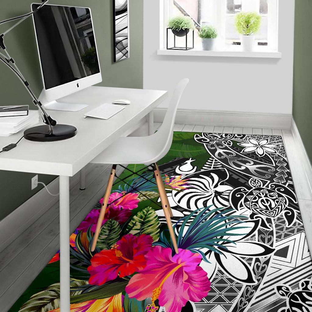 New Caledonia Area Rug - Turtle Plumeria Banana Leaf - Polynesian Pride