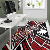 Nauru Area Rug - Tribal Flower Special Pattern Red Color - Polynesian Pride