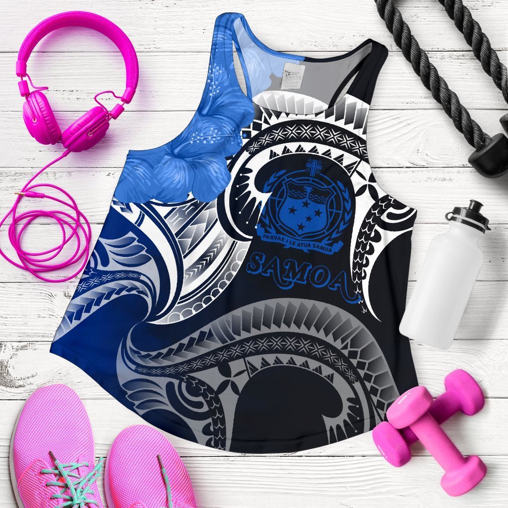 Samoa Women's Racerback Tank - Samoa Seal Wave Style (Blue) Blue - Polynesian Pride