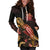 New Caledonia Polynesian Hoodie Dress - Turtle With Blooming Hibiscus Gold - Polynesian Pride