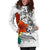 Tonga Women's Hoodie Dress - Tropical Flowers White Patterns Style - Polynesian Pride