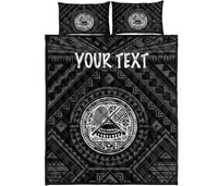 American Samoa Personalised Quilt Bed Set - Seal In Polynesian Tattoo Style ( Black) - Polynesian Pride