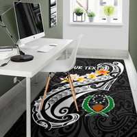 Pohnpei Custom Personalised Area Rug - Pohnpei Seal Polynesian Patterns Plumeria (Black) - Polynesian Pride
