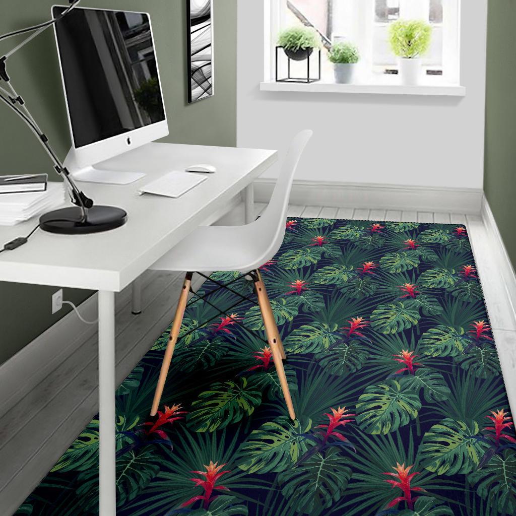 Tropical Monstera Leaf Green Rug - Polynesian Pride