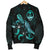 Guam Polynesian Men's Bomber Jacket - Turtle With Blooming Hibiscus Turquoise - Polynesian Pride