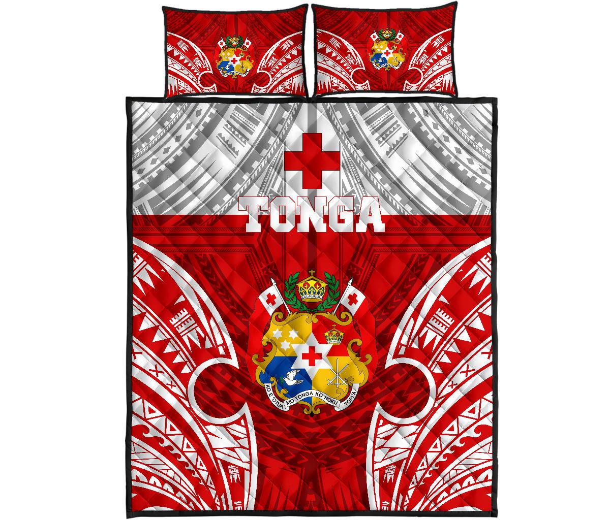 Tonga Polynesian Quilt Bed Set - Pattern With Seal Red Version Red - Polynesian Pride