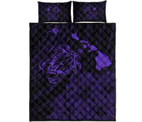 Hawaii Sea Turtle Is Swimming Toward Quilt Bed Set Purple Art - Polynesian Pride