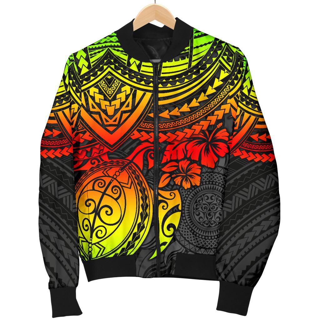 Polynesian Bomber Jacket (Men) - Polynesian Reggae Turtle - Polynesian Pride