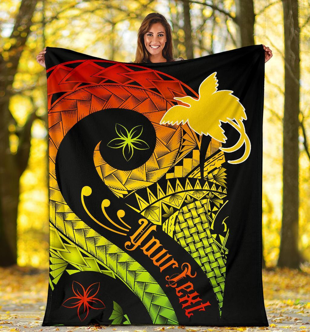 Papua New Guinea Personalised Premium Blanket - PNG Bird And Polynesian Decorative Pattern - Polynesian Pride