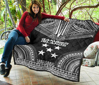 Gambier Islands Premium Quilt - Gambier Islands Flag Polynesian Chief Black Version - Polynesian Pride