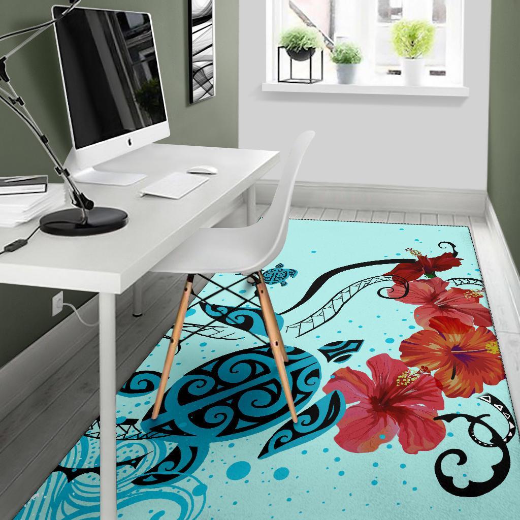 Sea Turtle Hibiscus Area Rug AH - Polynesian Pride