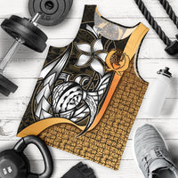 Pohnpei Micronesia Men's Tank Top Gold - Turtle With Hook - Polynesian Pride