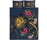 Hawaii Polynesian Turtle Hibiscus Plumeria Quilt Bed Set - Nane Style Art - Polynesian Pride