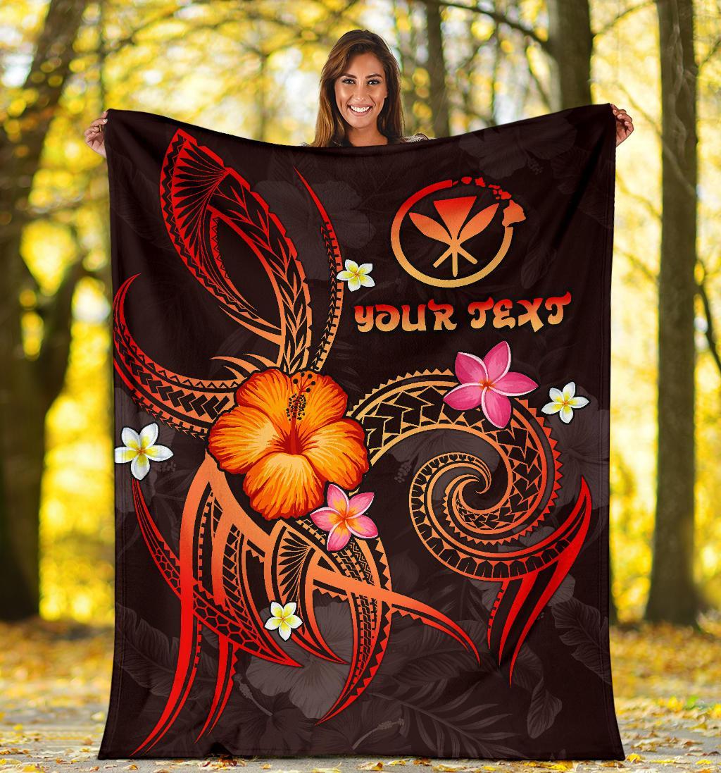 Polynesian Hawaii Personalised Premium Blanket - Legend of Kanaka Maoli (Red) - Polynesian Pride