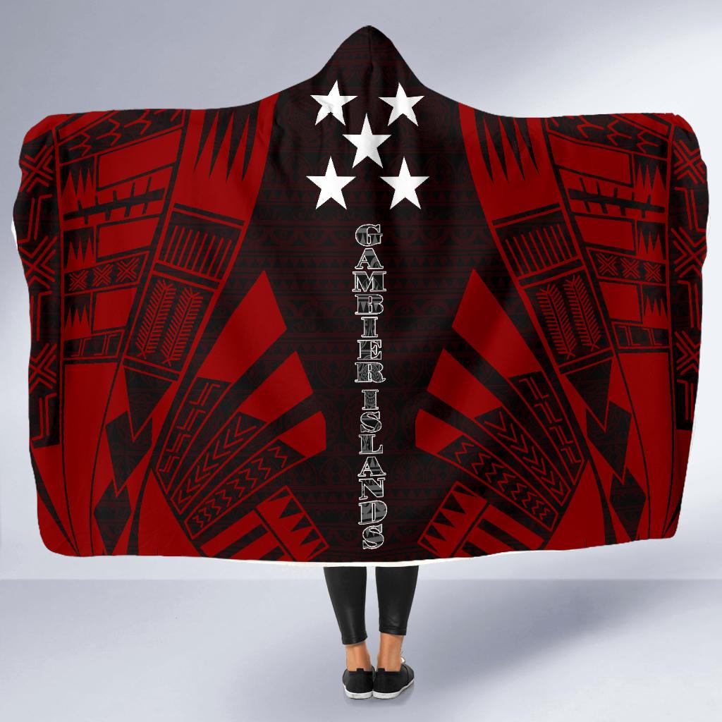 Gambier Islands Hooded Blanket - Polynesian Tattoo Red - Polynesian Pride