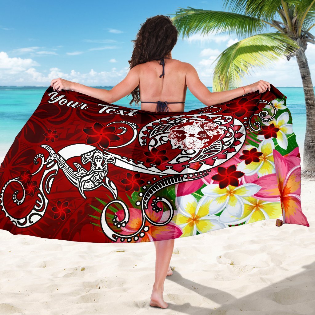 Tonga Custom Personalised Sarong - Turtle Plumeria (Red) - Polynesian Pride